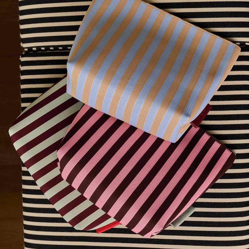 Toiletry bag - knitted stripes - mist + fig | Sticky Sis