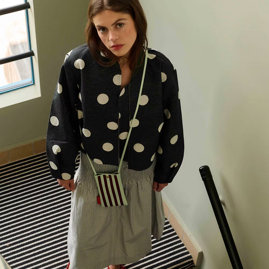 Phone pouch - knitted stripes - mist + fig | Sticky Sis