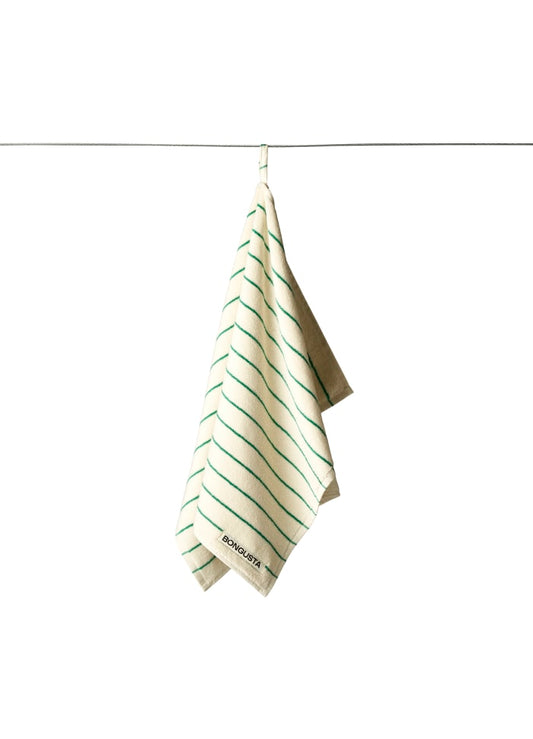 Naram guest towel - pure white & grass | Bongusta - de inKijk