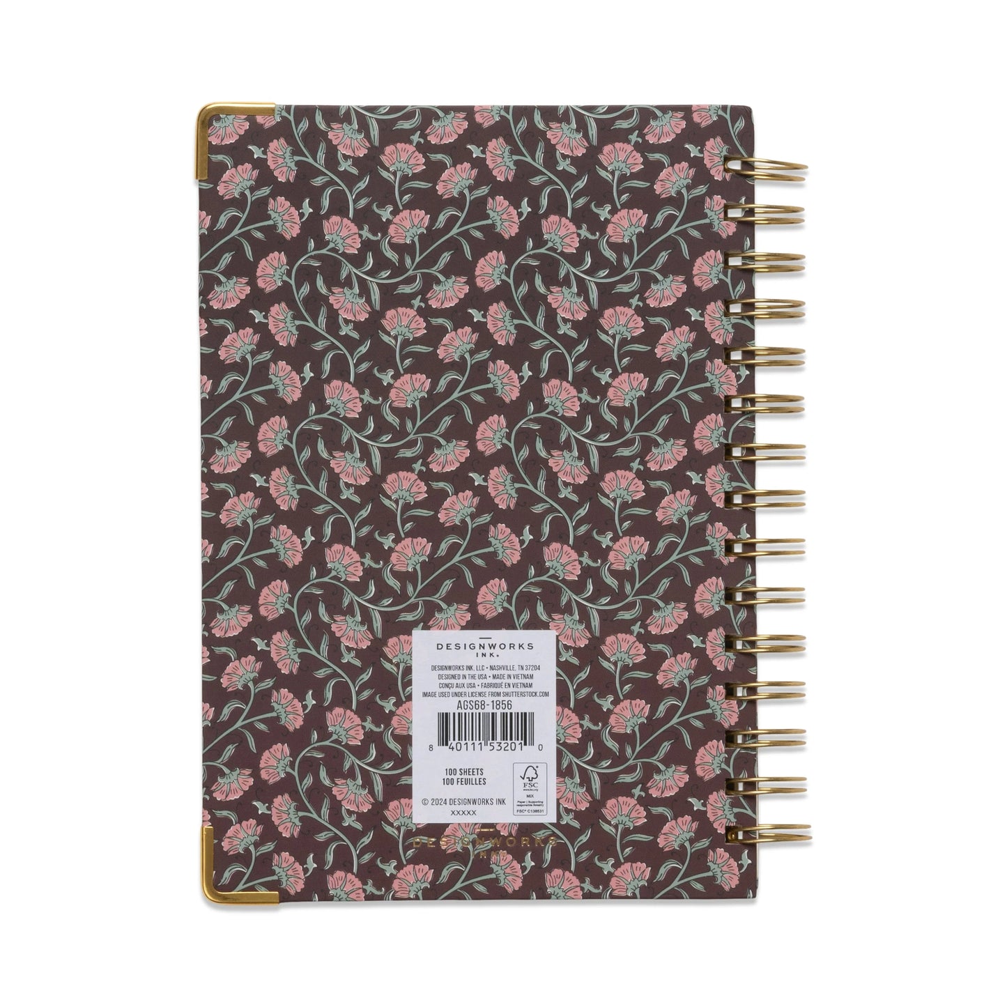 Undated Perpetual Planner - Burgundy Vintage Floral | Designworks Ink
