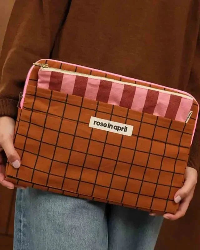 Laptop sleeve 13&14" - Octave - School Check Ginger | Rose in April