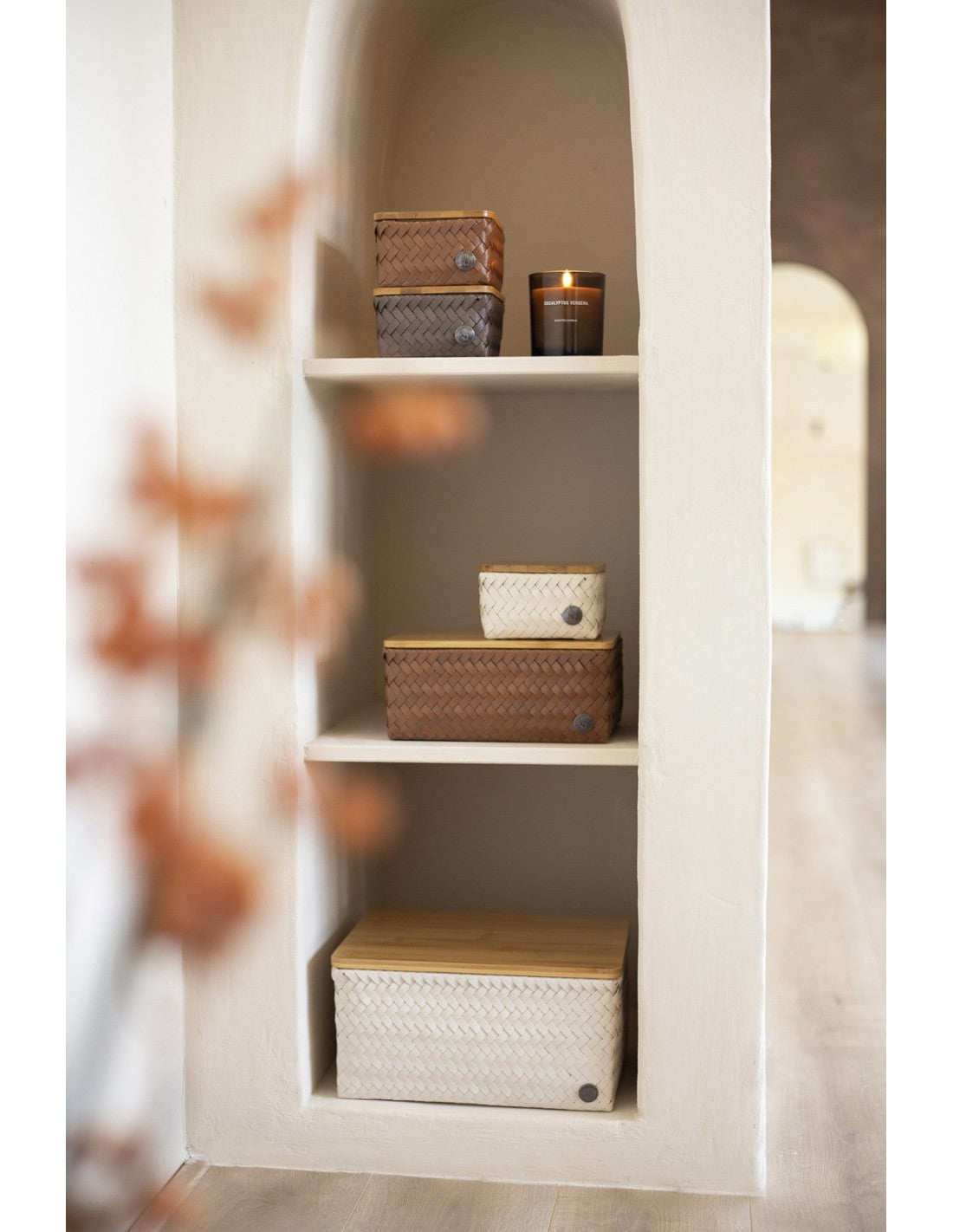 Top fit large - basket with bamboo cover - sienna | Handed By - de inKijk