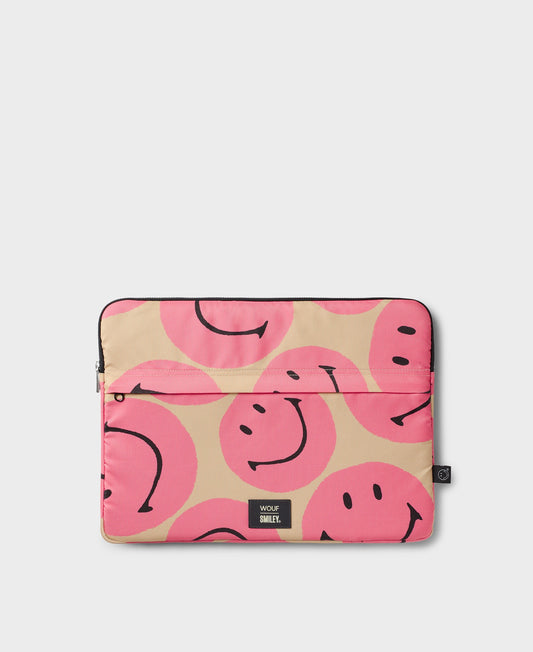 Laptophoes - 13" en 14" - Smiley Pink | WOUF - de inKijk