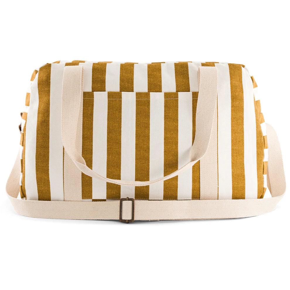Bowling bag - Raphael - Ecru / Caramel Stripes | Rose in April