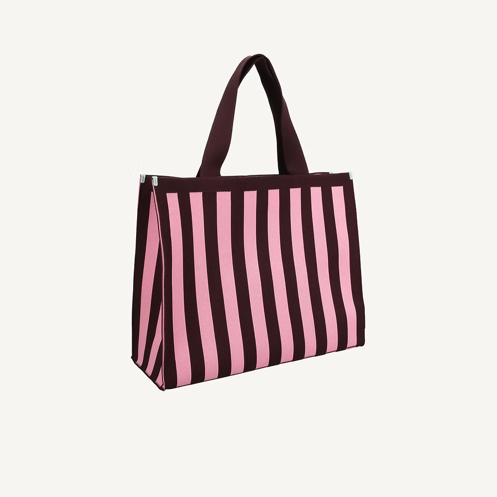 Club shopper - knitted stripes - chocolate + bubblegum | Sticky Sis