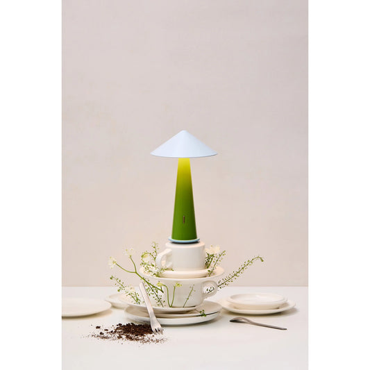 Tipsy Portable Lamp - small - Ice Gray/Pine Green | Fine Lumens