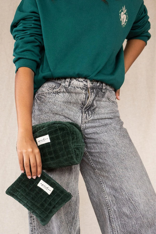 Small Trousse Gaya - Velours Lisse Forest | Apaches