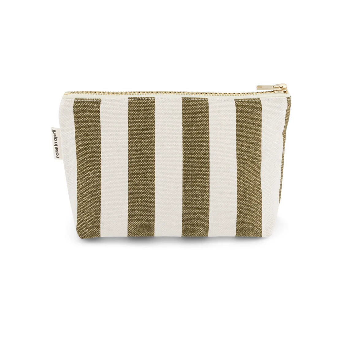 Pouch - Sofia - Greige / Olive Stripes | Rose in April