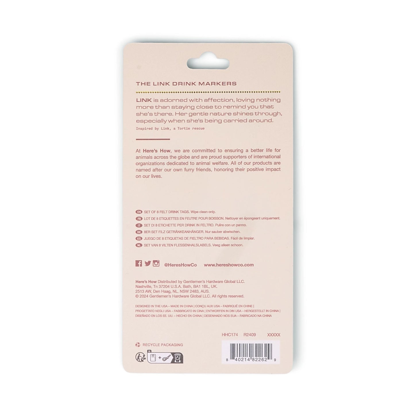 The Link Felt Drink Tags - set of 8 neutral | Here's How