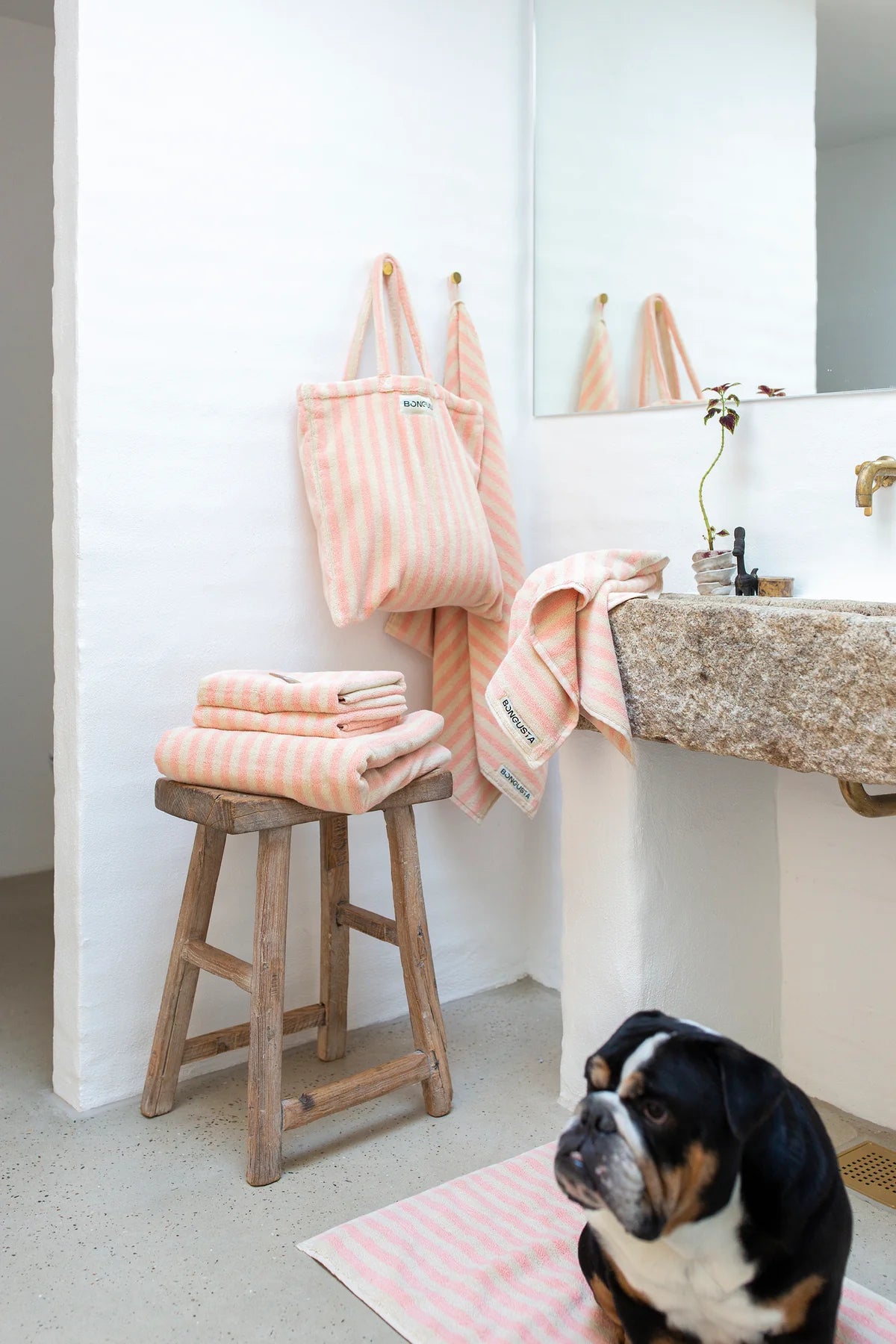 Naram bath towel - tropical & creme | Bongusta - de inKijk