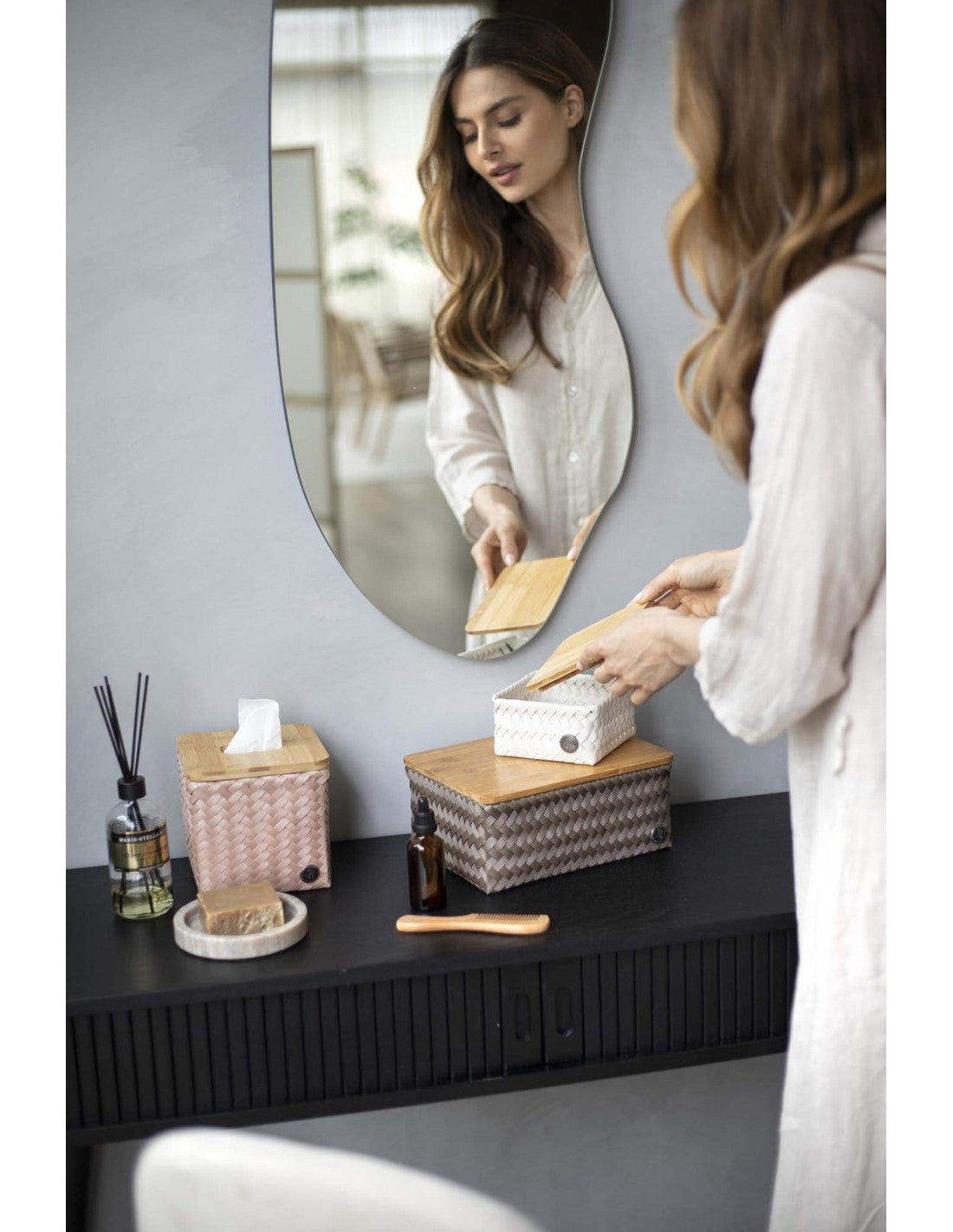 Top fit tiny - basket with bamboo cover - champagne | Handed By