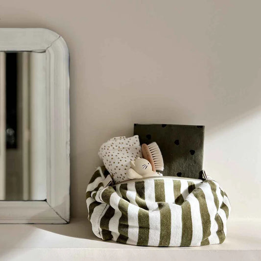 Wash bag - Vic - Khaki Stripes - Terry | Rose in April