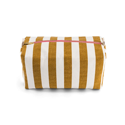 Wash bag - Vic - Ecru/Caramel Stripes | Rose in April