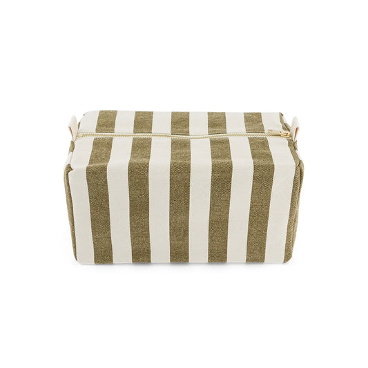 Wash bag - Vic - Olive/Greige Stripes | Rose in April