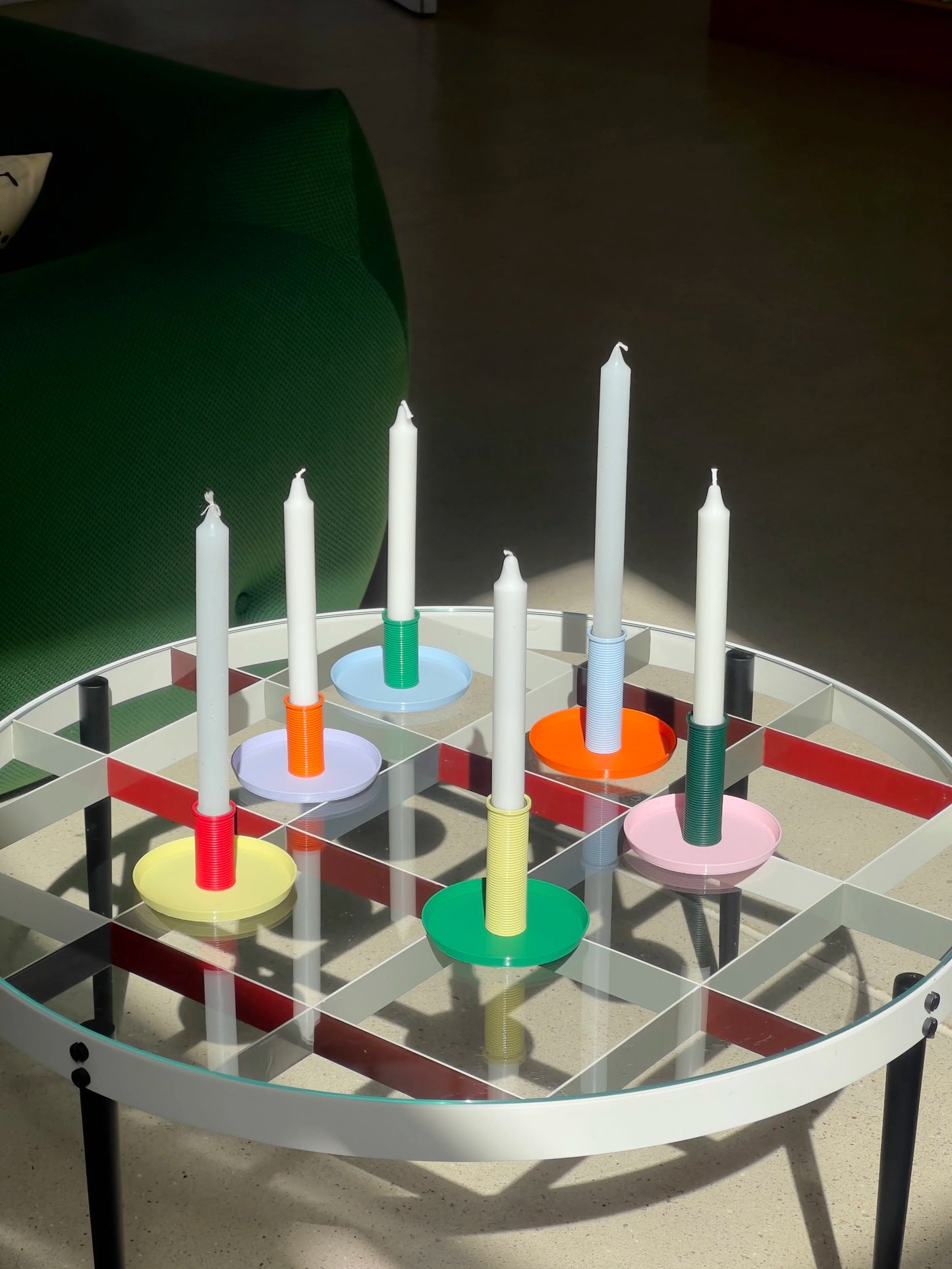 Kandelaar Oscar - gemiddeld - hemelsblauw/oranje | Warren & Laetitia