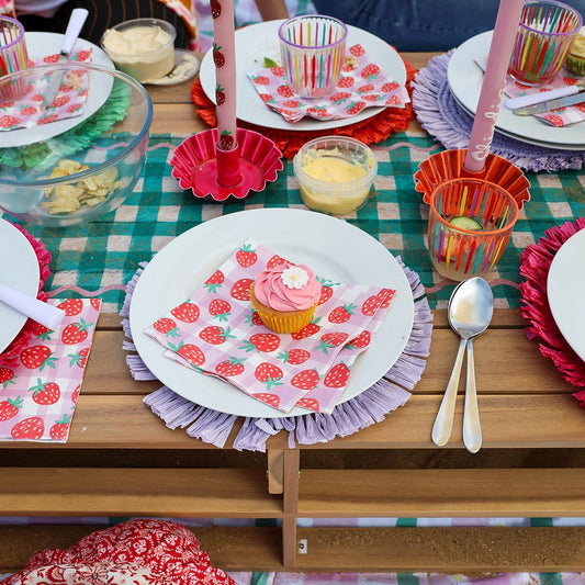 Paper Napkins - strawberry & lilac gingham | Talking Tables
