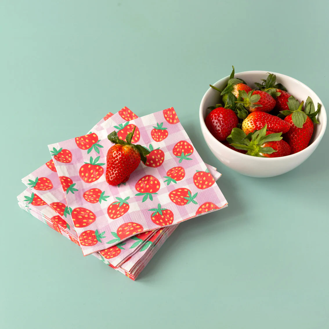 Paper Napkins - strawberry & lilac gingham | Talking Tables