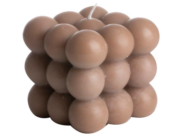 Kaars cube - bruin - 8,5x8 cm | Gusta