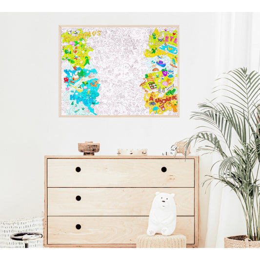 4 seasons + planting pencil - Giant coloring poster | Omy - de inKijk