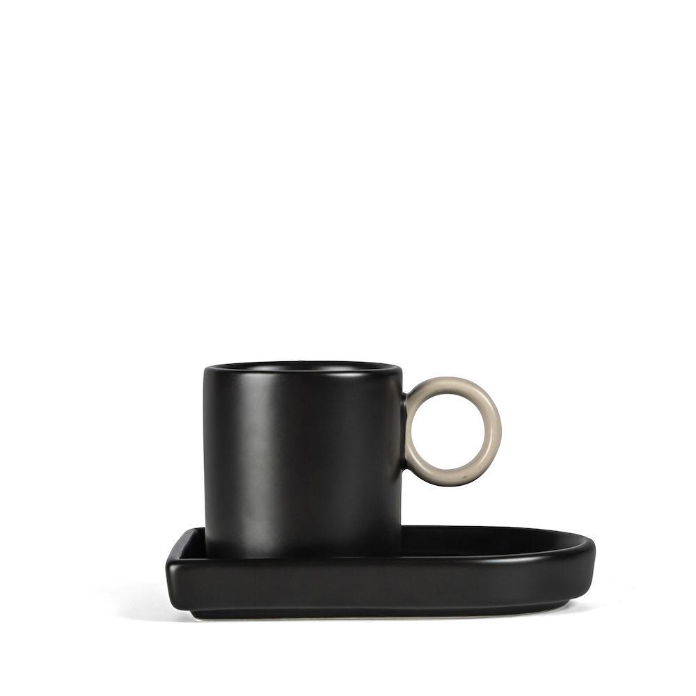 Espressokopje met schoteltje Niki - zwart | Byon
