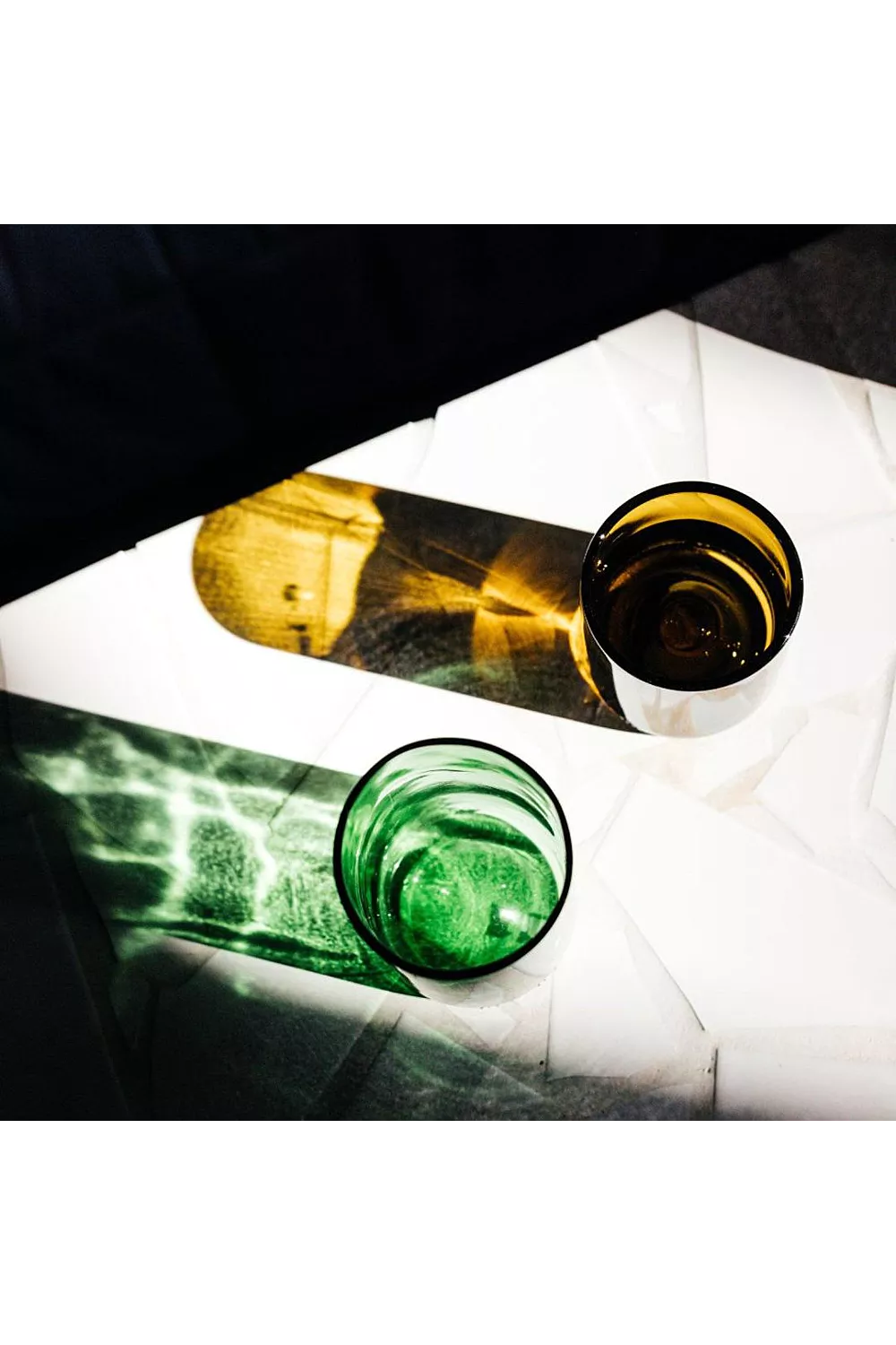 Drinkglazen upcycled - olive & green - tall | IWAS