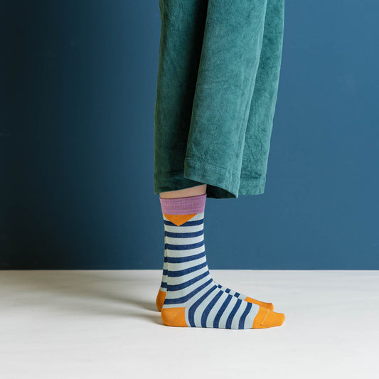 Sokken - block stripes petrol | Nice Nice Nice - de inKijk