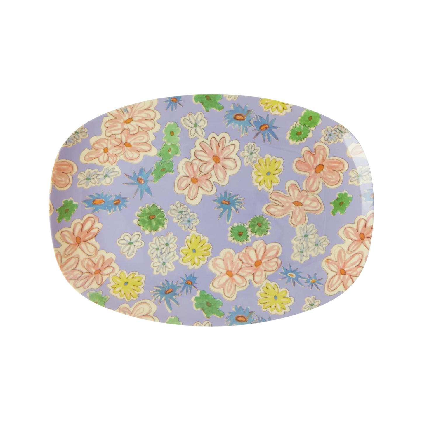 Rechthoekig bord met flower painting | RICE