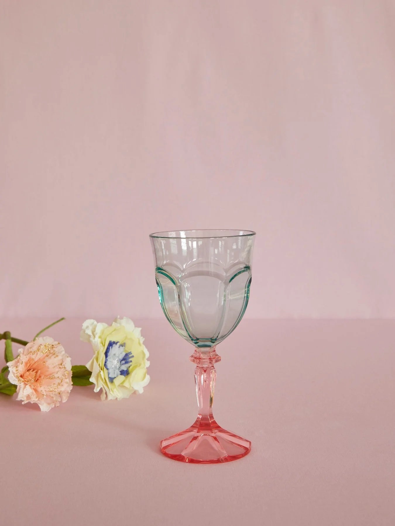 Acryl wijnglas - blauw+roze | RICE