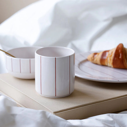 Pyjamas Cup - Coral Red Stripes | Design Letters