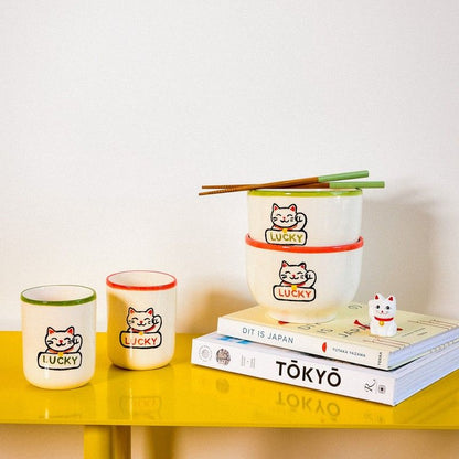 Noodle Bowl - Lucky Cat - Green | Atelier Pistache