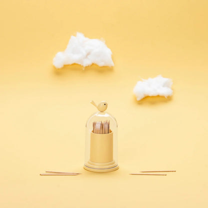 Birdie Toothpick / Cotton Dispenser - Yellow | Balvi