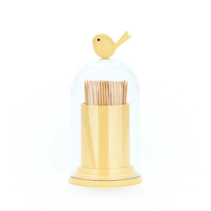Birdie Toothpick / Cotton Dispenser - Yellow | Balvi