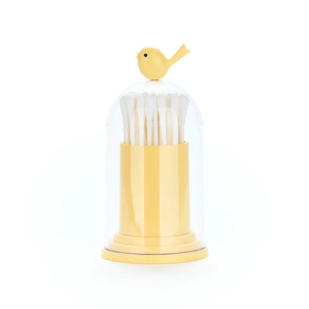Birdie Toothpick / Cotton Dispenser - Yellow | Balvi