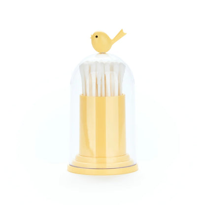 Birdie Toothpick / Cotton Dispenser - Yellow | Balvi
