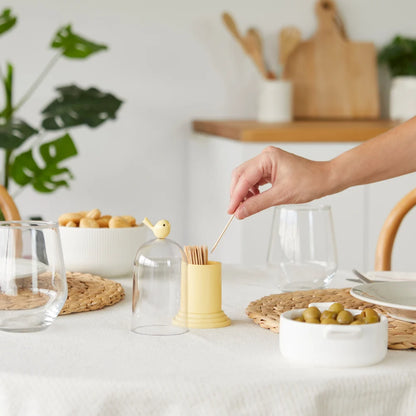 Birdie Toothpick / Cotton Dispenser - Yellow | Balvi