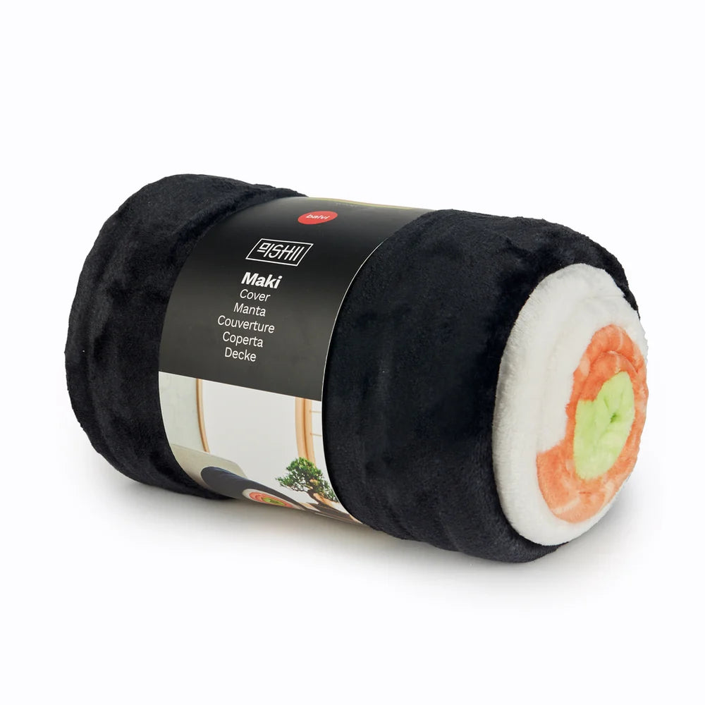 Maki Cushion & Blanket - Black  | Balvi