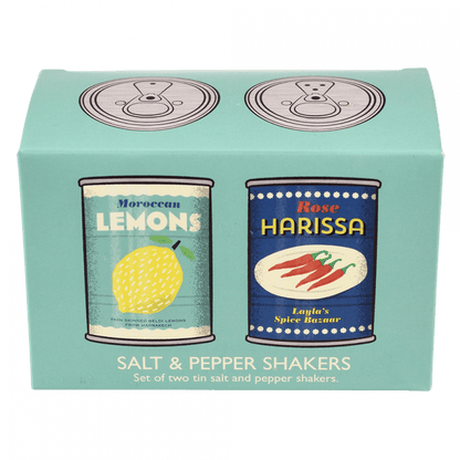 Tin salt and pepper shakers - Lemons and harissa | Rex