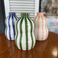 Bold stripe - large gourd vase - blue/dark green/terracotta | Casa Cubista - de inKijk