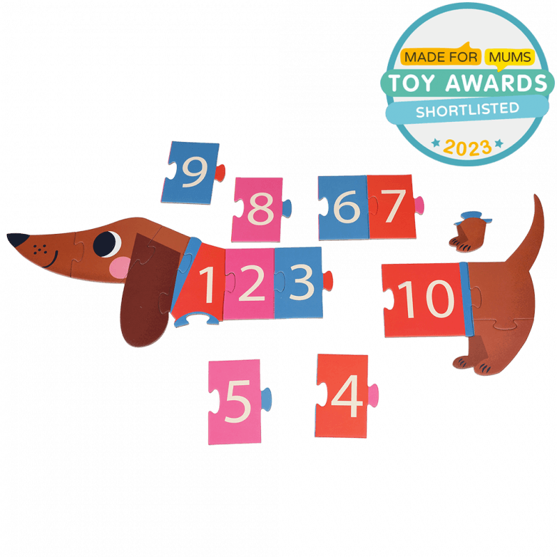 Number floor puzzle (16 pieces) - Sausage Dog | Rex