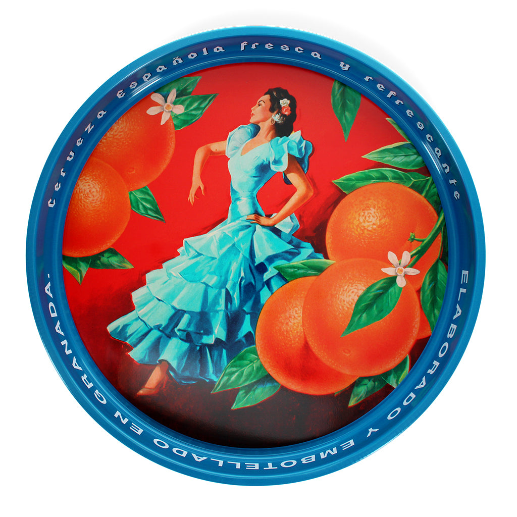 Round metal serving tray - cerveza español | Rex