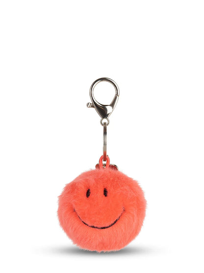 Smiley Sleutelhanger - eco fuzzy - 5,5 cm - bright coral | Nijntje Lifestyle