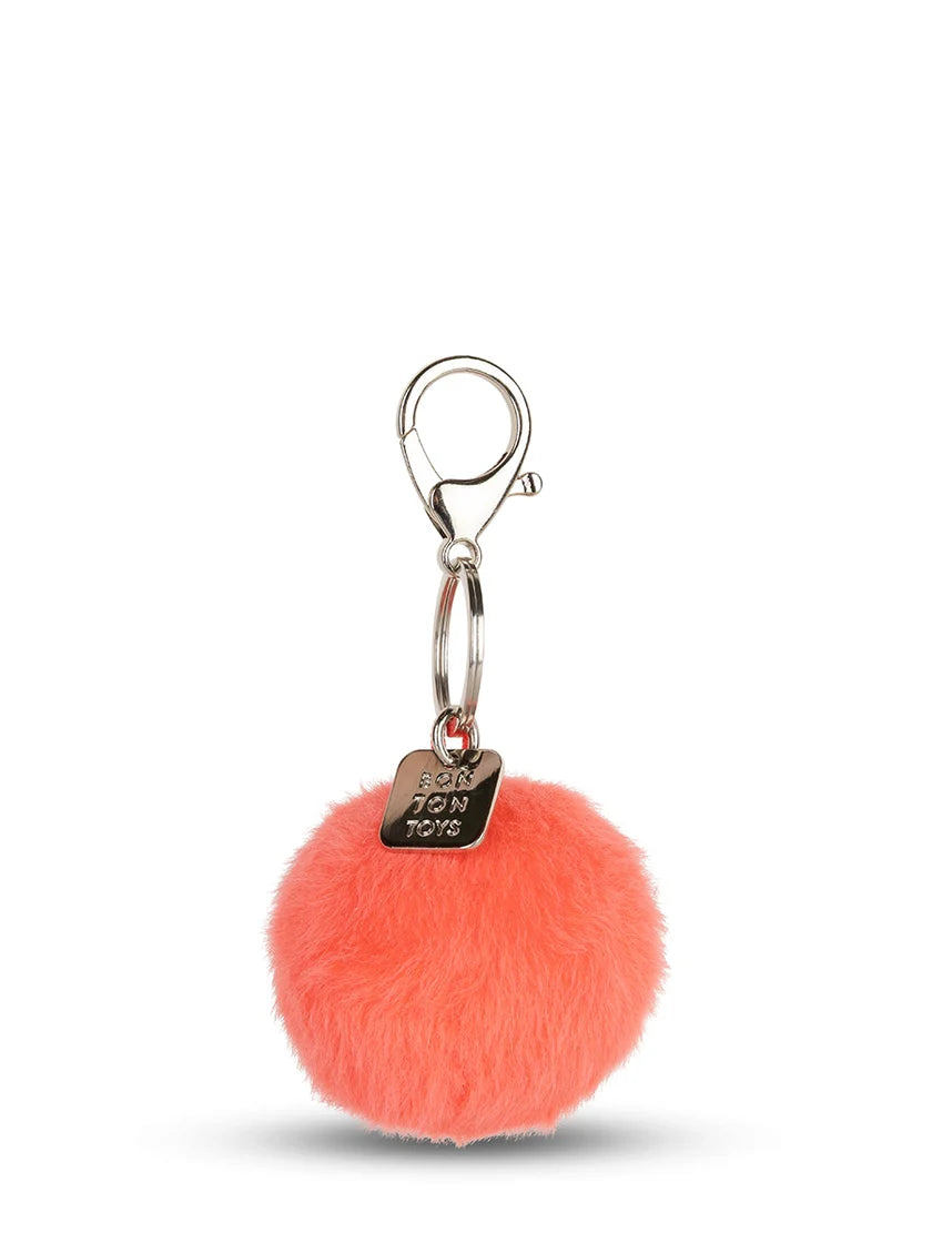 Smiley Sleutelhanger - eco fuzzy - 5,5 cm - bright coral | Nijntje Lifestyle