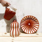 Bold stripe - large gourd vase - blue/dark green/terracotta | Casa Cubista - de inKijk