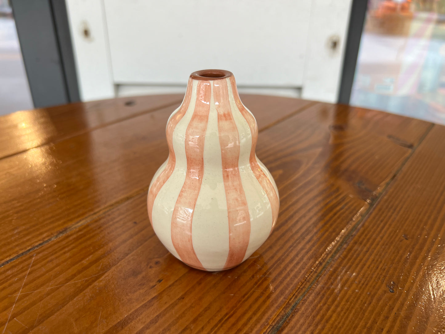 Bold stripe - mini gourd vase - blue/dark green/mauve | Casa Cubista - de inKijk