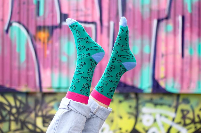 Hairy willy socks - green/fuchsia | Eat Mielies - de inKijk