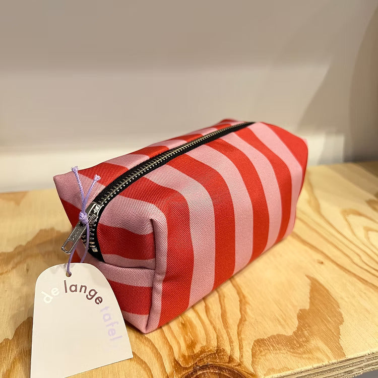 Blok etui - pink/red striped | De Lange Tafel - de inKijk