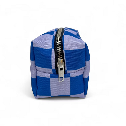 Blok etui - Blue/lila checked | De Lange Tafel