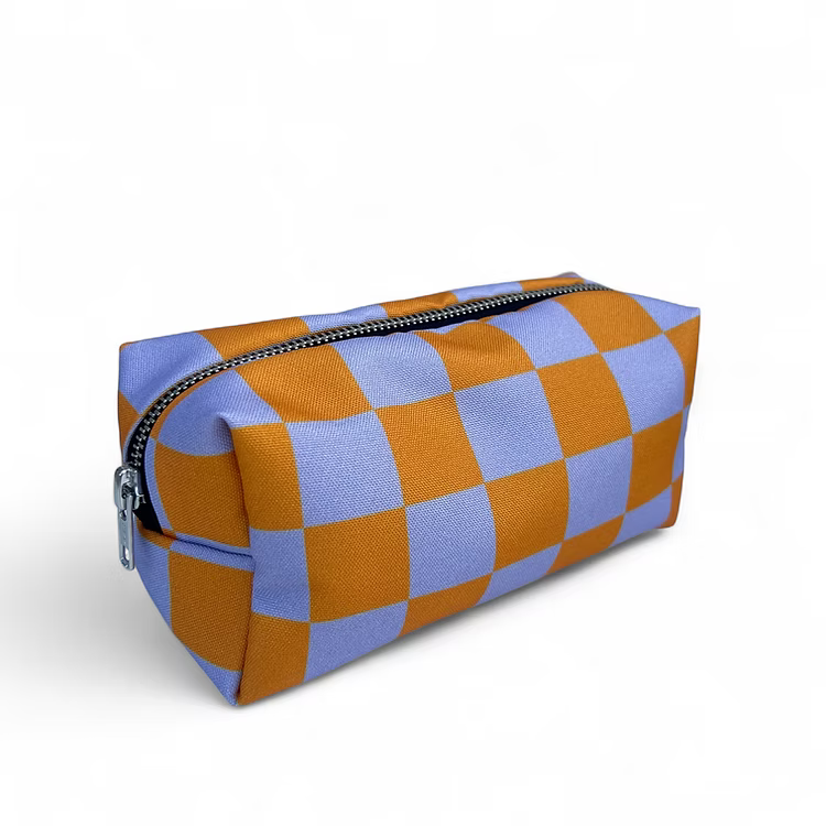 Blok etui - Orange/lila checked | De Lange Tafel