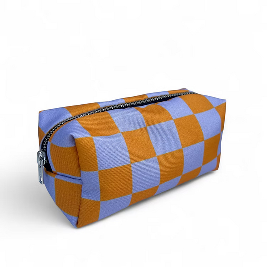 Blok etui - Orange/lila checked | De Lange Tafel