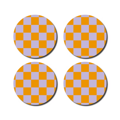 Onderzetters - lila/orange checked | De Lange Tafel